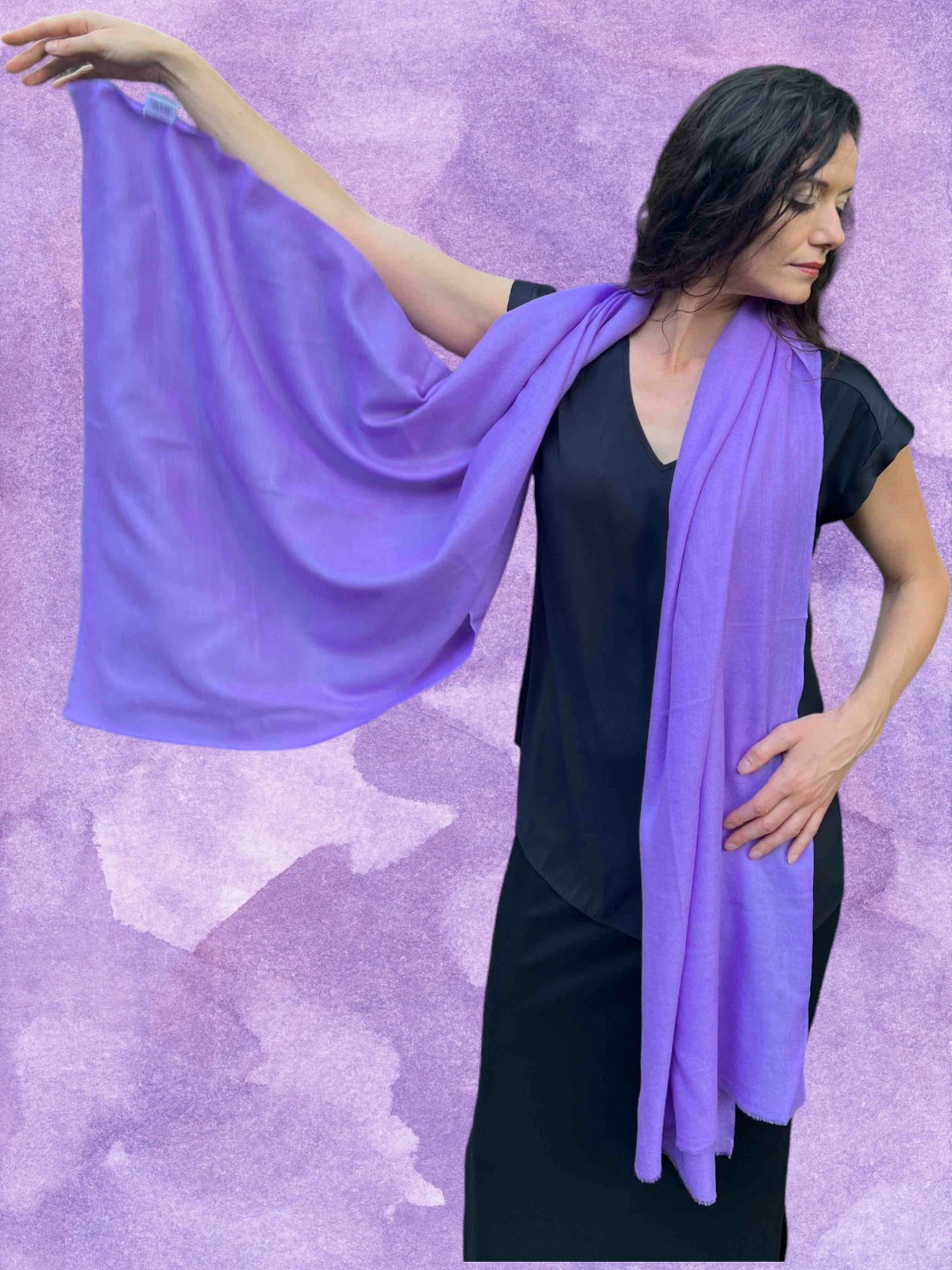 Lavender Cashmere Thin Weave Solid Scarf