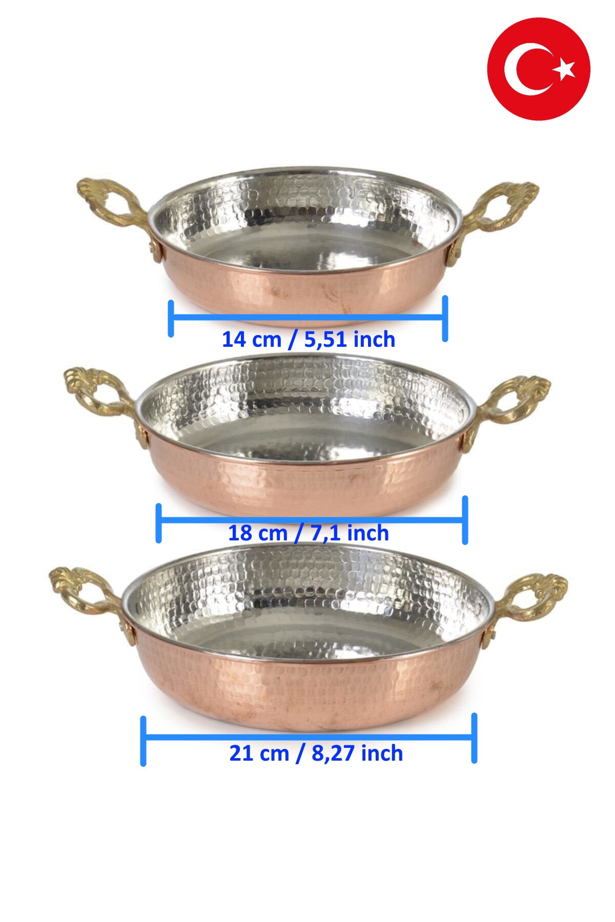 3 Pcs Set Handmade Copper Pan | Egg pan, Omelette, Tava, Sahan