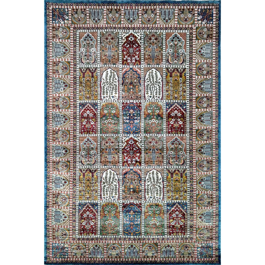 6×9 Feet Hand Knotted Blue Art Silk Carpet Hamadan