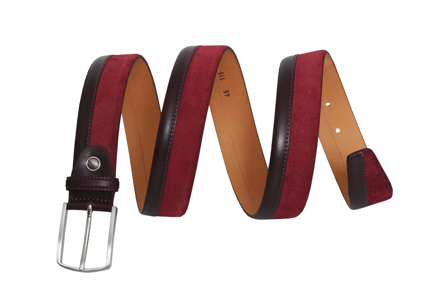 Siene Burgundy Leather Men Suede Belt
