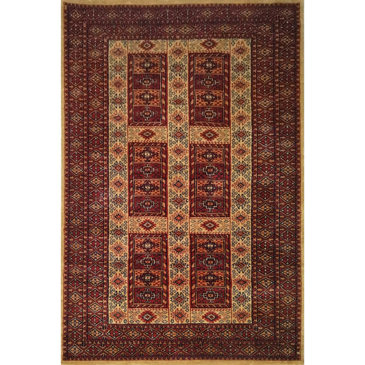4×6 feet Hand Knotted Wool Carpet Camel Dubba