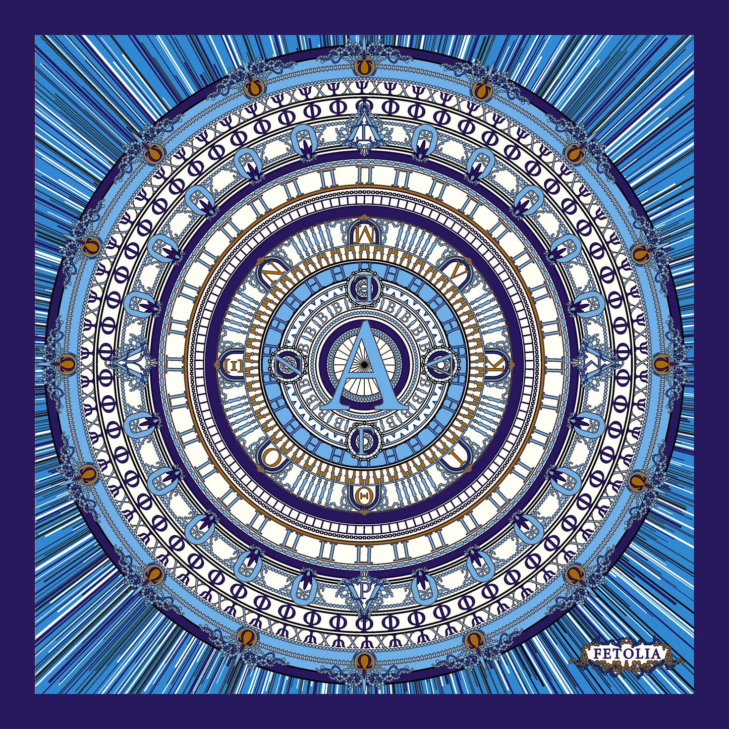 The Greek Alphabet Blue Pocket Square