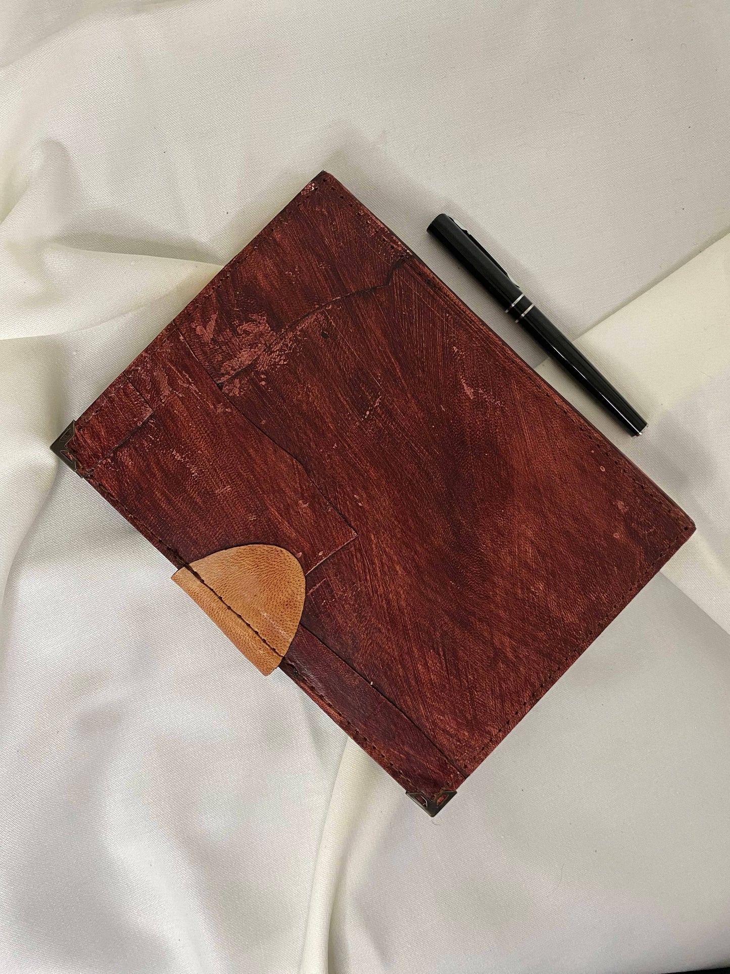 Peace Symbol Design Brick Color Craft Leather Journal Diary Notebook