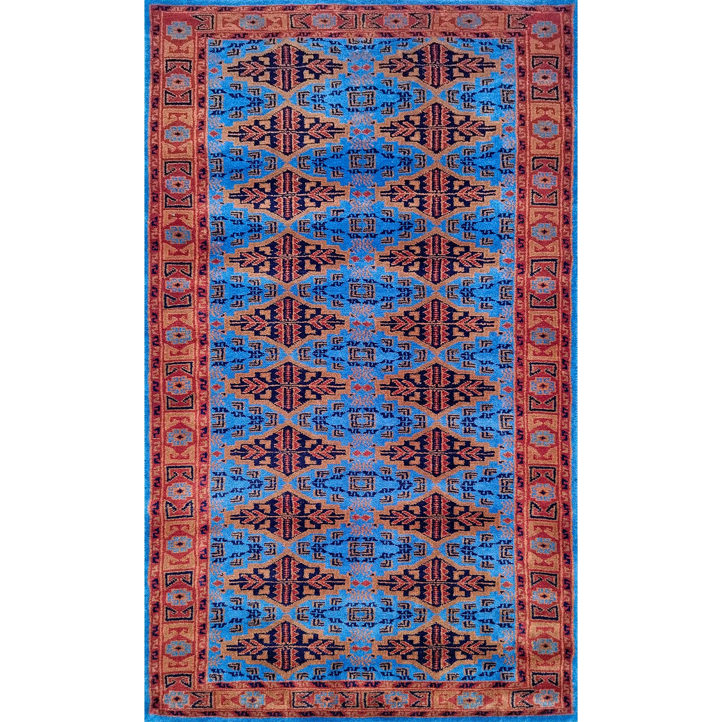 3×5 Feet Hand Knotted Blue Wool Carpet