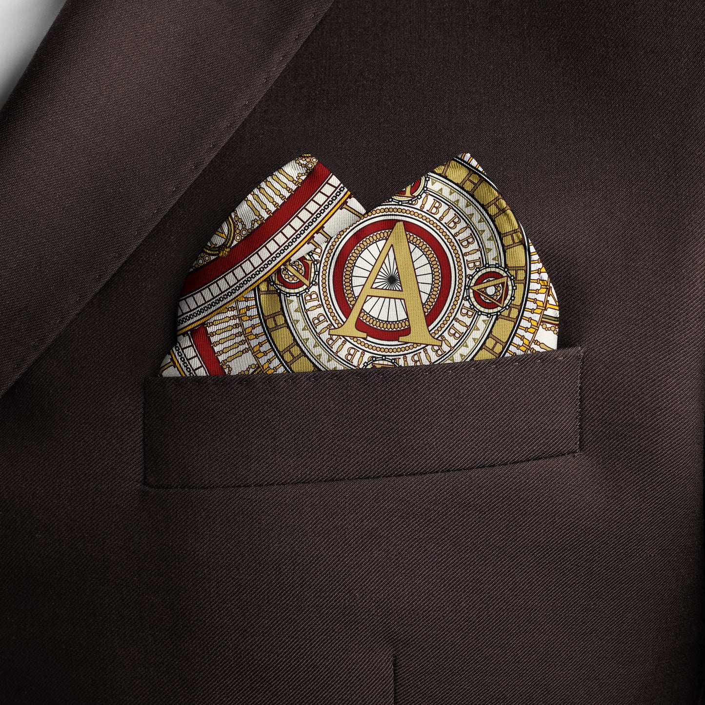 The Greek Alphabet Bordeaux Olive Pocket Square