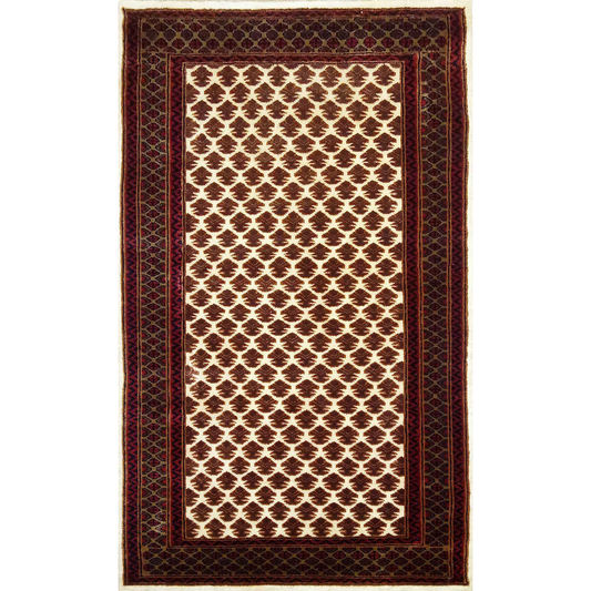 3ft×5ft Hand Knotted Wool Carpet Lichi White