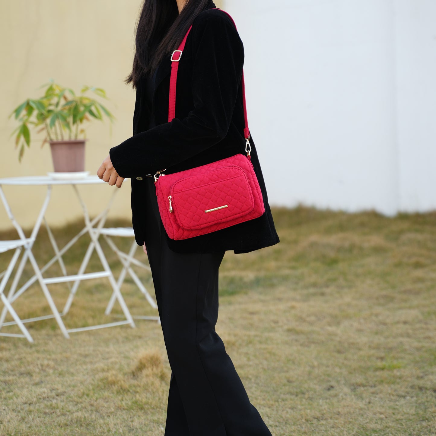 MKF Collection Rosalie Solid Quilted Cotton Women Shoulder Bag by Mia