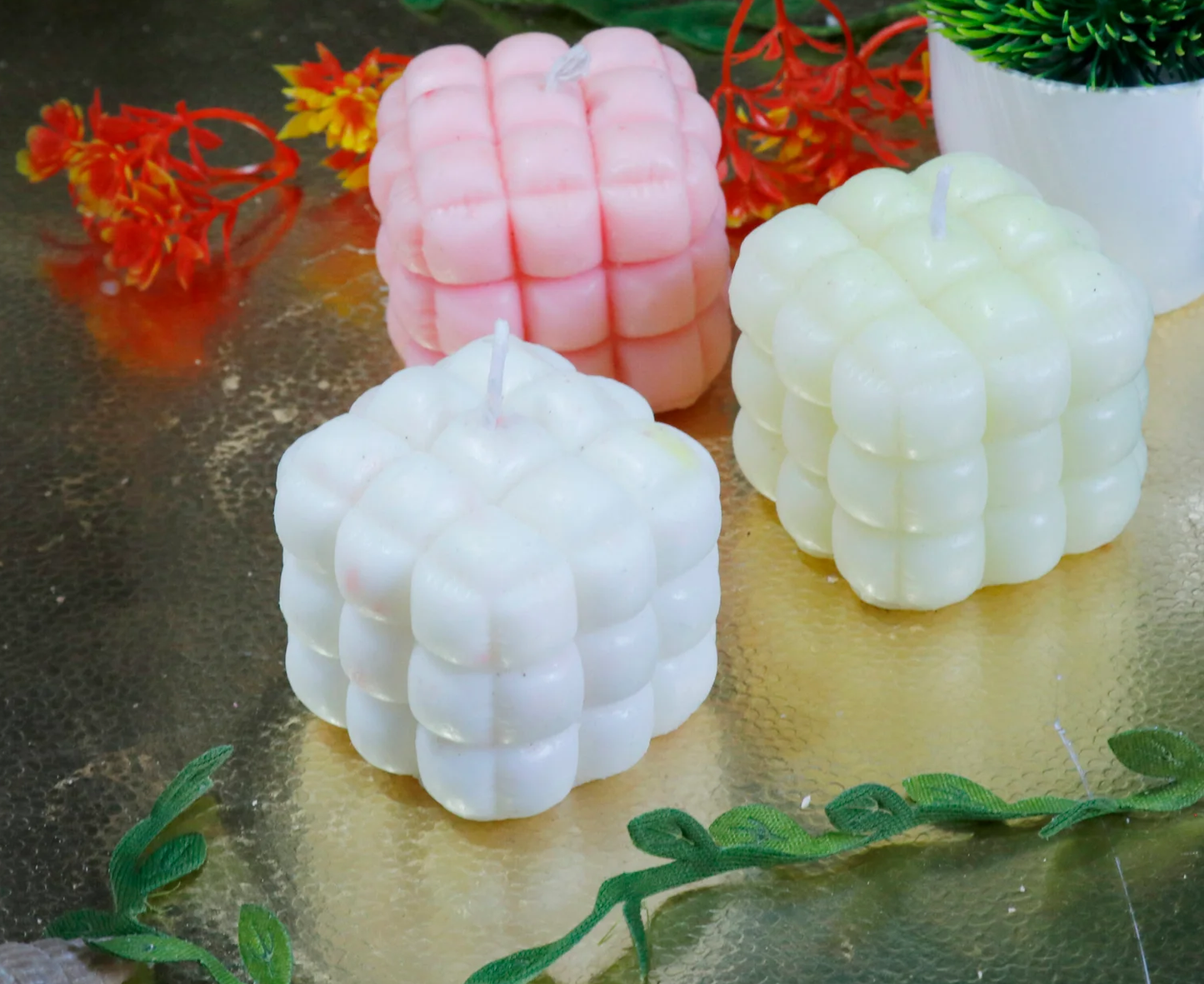 Bubble Candle Soy Wax Cube for Party Pack Of 3