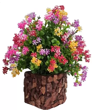 Multicolor Daisy Artificial Flower with Pot