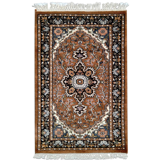 2×3 Feet Hand Knotted Persian Wool Carpet Copper