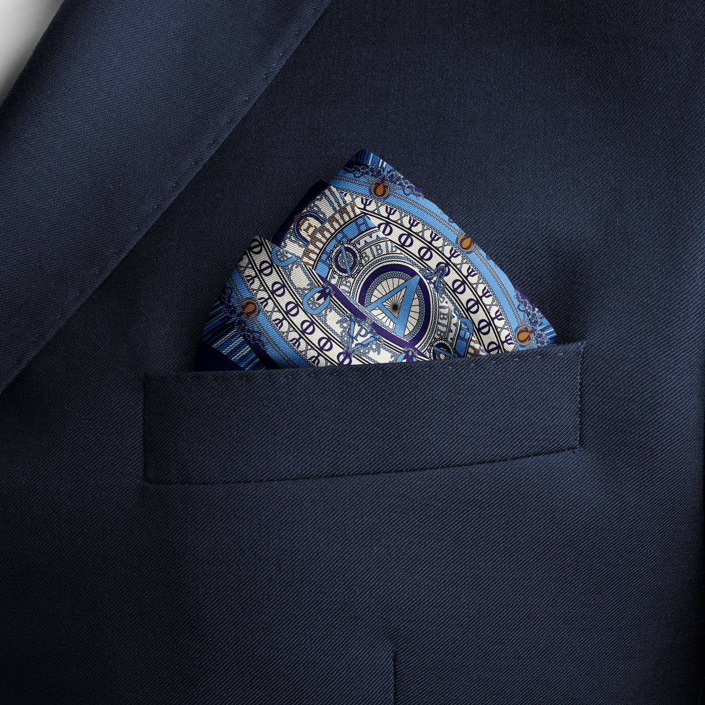 The Greek Alphabet Blue Pocket Square