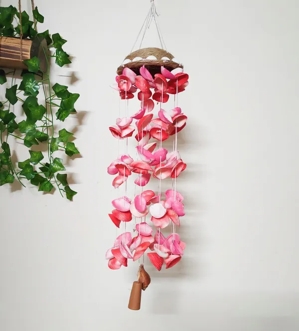 Red & Pink Earthenware Windchime 24 Inch
