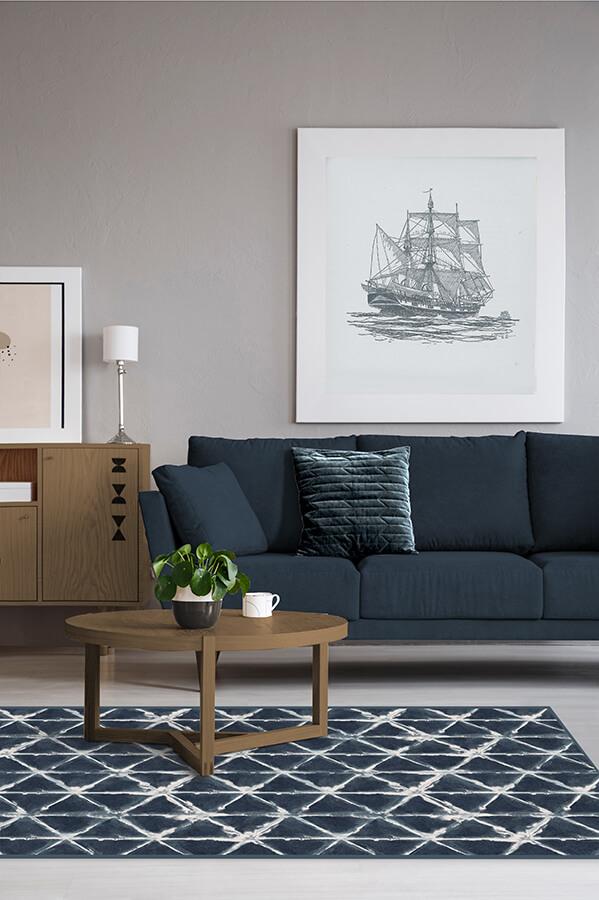 Diamond Shibori Navy Tufted Rug