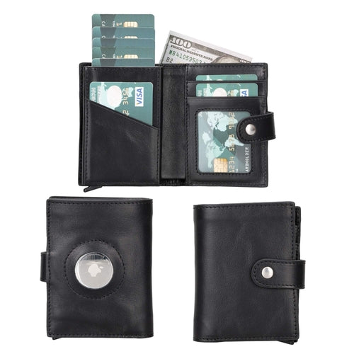 Douglas Genuine Leather Pop-Up Wallet with AirTag Slot - RFID Blocking