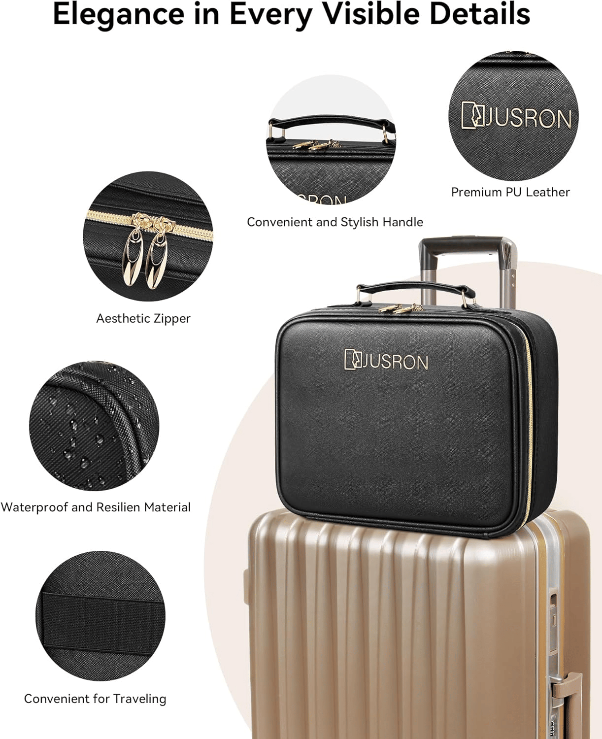 Travel Makeup Bag With LED Mirror,Train Case with Light up Mirror,