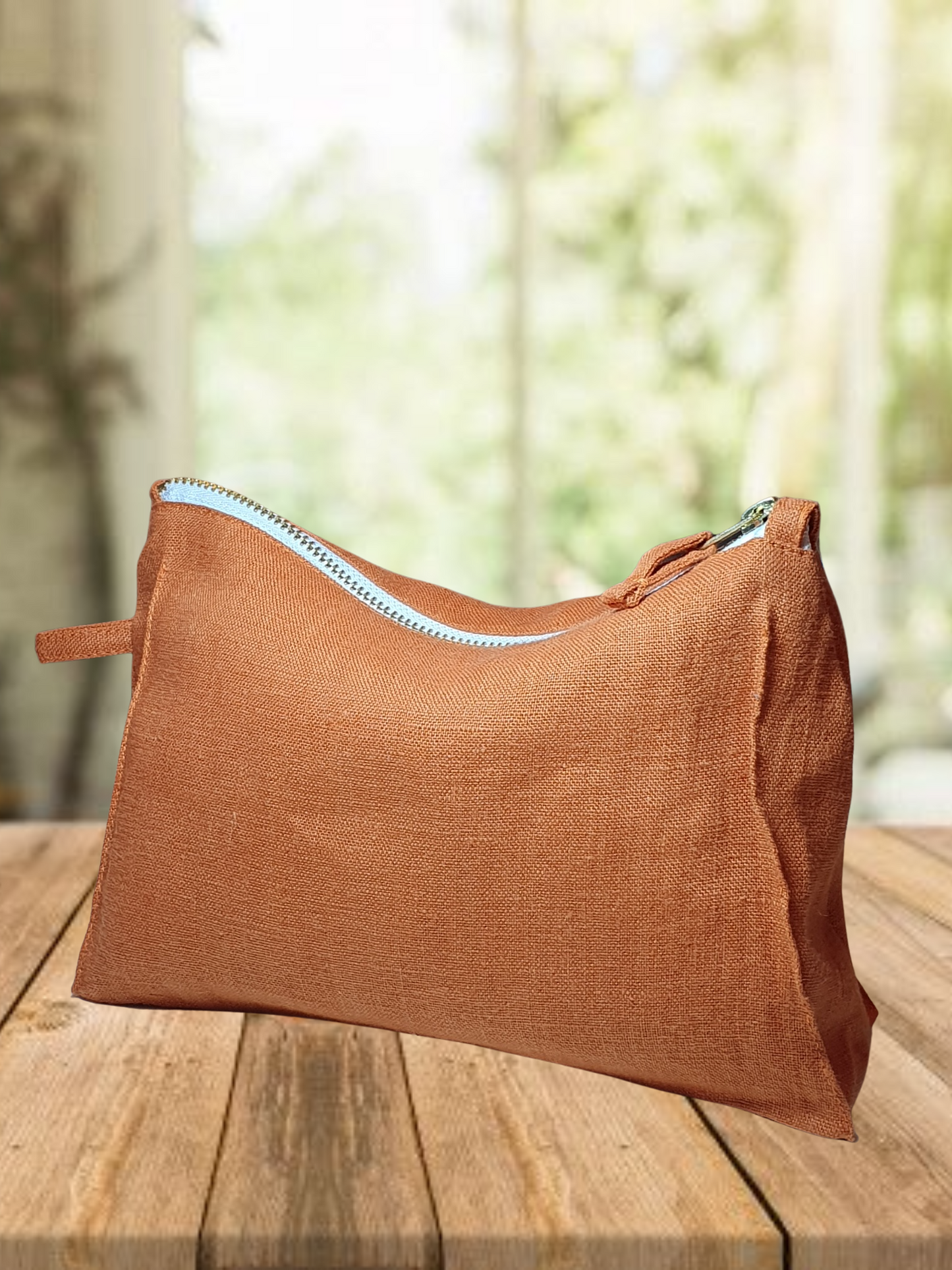 Light Chestnut linen toiletry bag