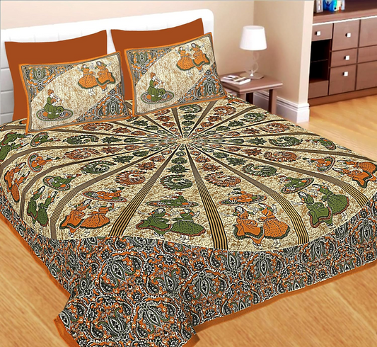 Cotton Traditional Jaipuri Printed Bedsheet for Double Bed King Size