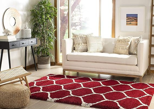 Bedside Runner Plush & Cozy Handmade Shaggy Carpet-RED