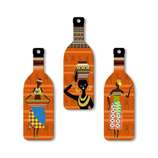 African Women Warli Art Wooden Wall Hanging for Home Decor