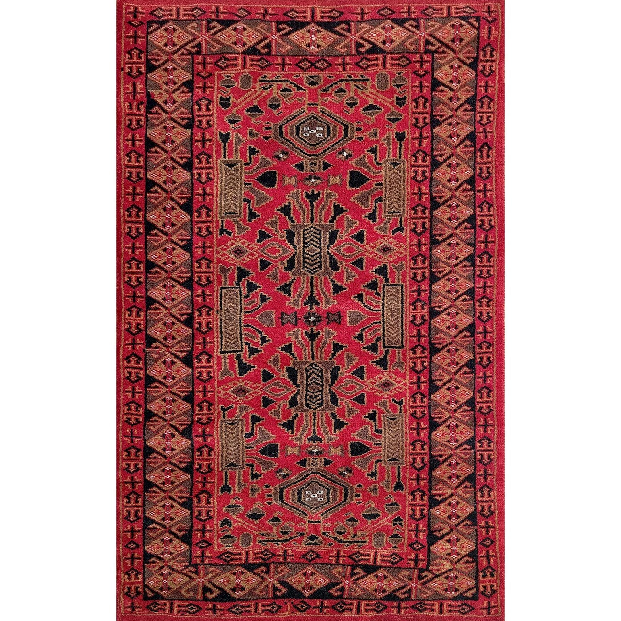 2.5×4 Feet Red Hand Knotted Wool Carpet Kenkda