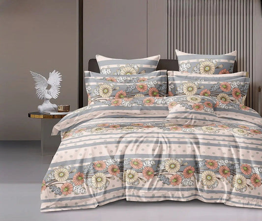 NESTLOOM King Size Fitted Bedsheet (Light Orange)