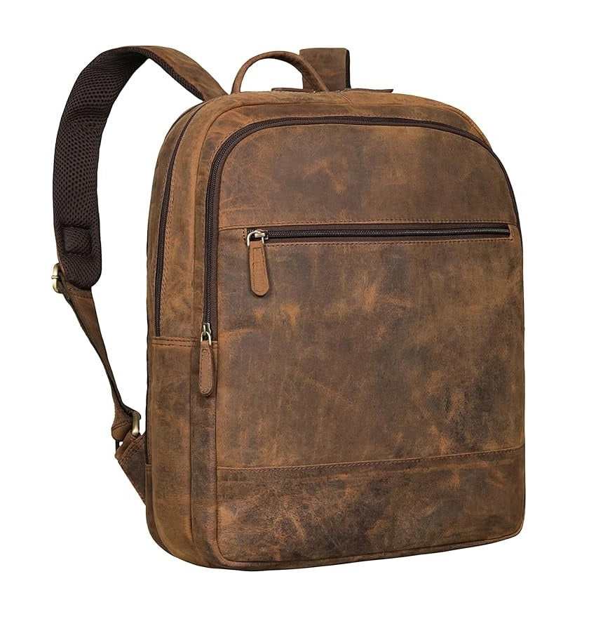 Large Laptop Compartment Backpack 15.6 Inch Leather