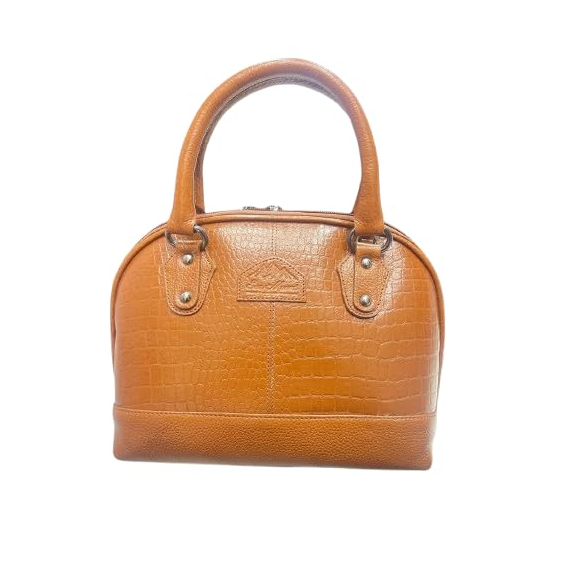 A.E Elegant Light Brown Faux Leather Croco Embossed Handbag with