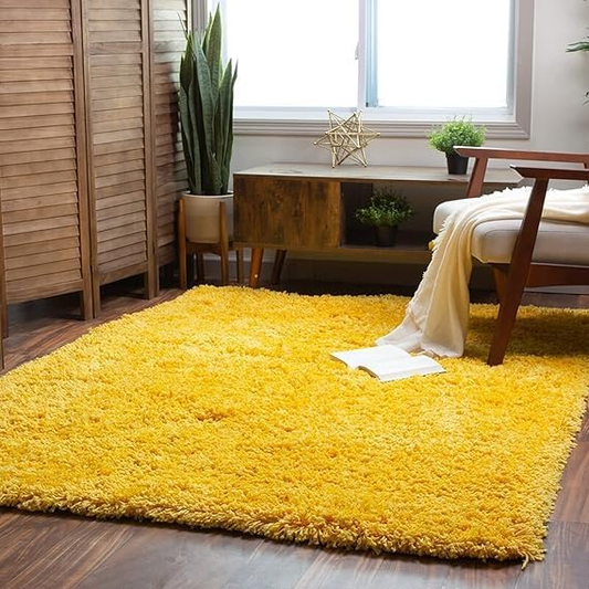 Thick Soft and Smooth shag Carpets for livng Room -YELLOW