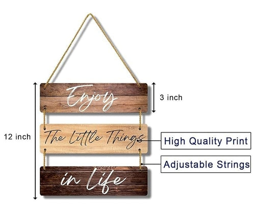 Enjoy Little Things Quotes Wooden Wall Hanger for Home Decor | Office