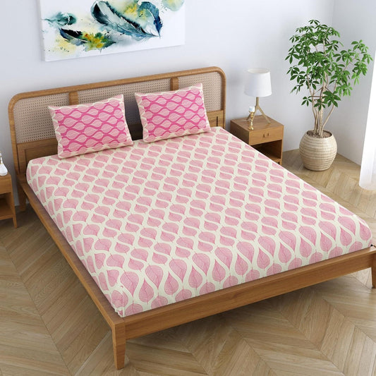 Pure Cotton Aspen Leaves Printed Elegant Jaipuri Bedsheet for Double