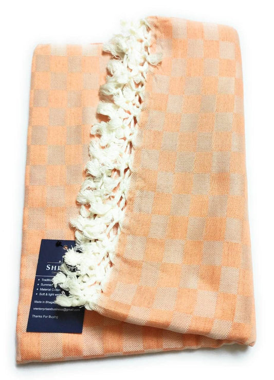 SHISHIR Handloom Bhagalpuri Topsheet 180 TC Orange White