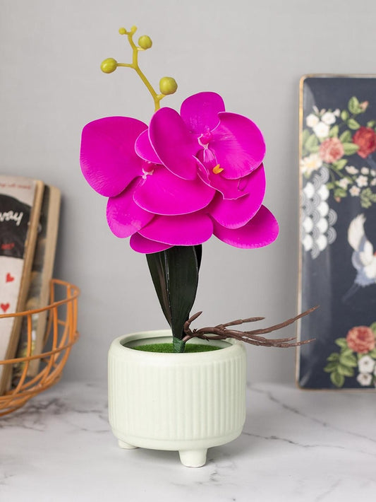 Stylish Purple Artificial Flower With Mini Pot
