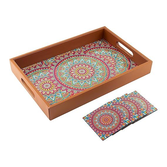 Wooden Tray For Serving Free 4 Coasters Serving Tray Tray Set For