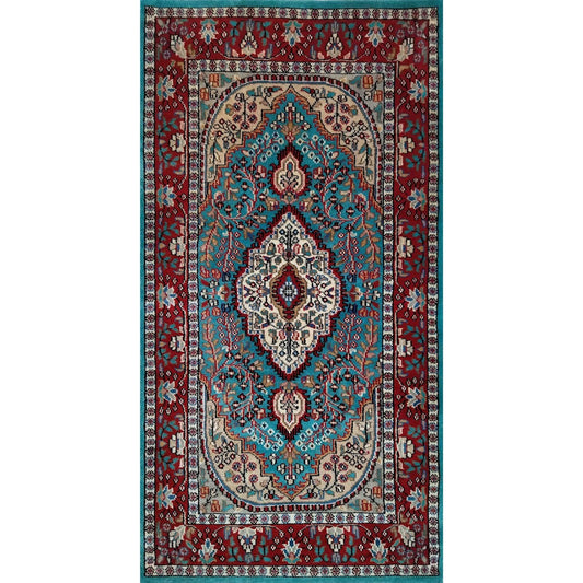 2.5×5 Ft Handmade Turquoise Persian Wool Carpet