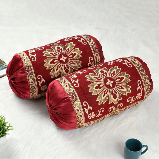 BOLSTER BIG FLORAL DESIGN PILLOW COVER SET (Size-20x32Inches)