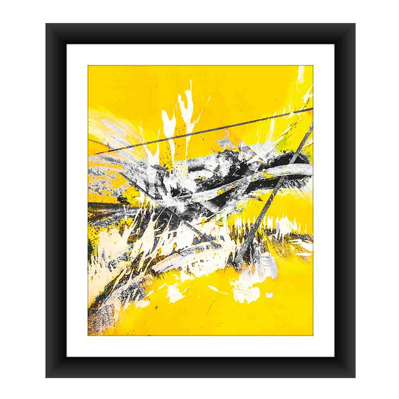Abstract Digital Print "Yellow&Black" Canvas Painting