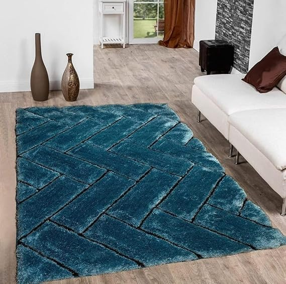Modern 3D Textured Thick and Soft Shaggy Fur Rug-LIGHT BLUE