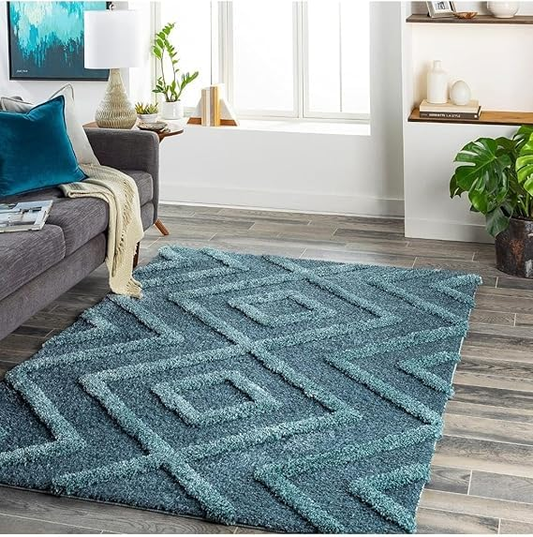 Square Shaggy Fur Rug & Carpets for Bedroom & Living Room-LIGHT BLUE
