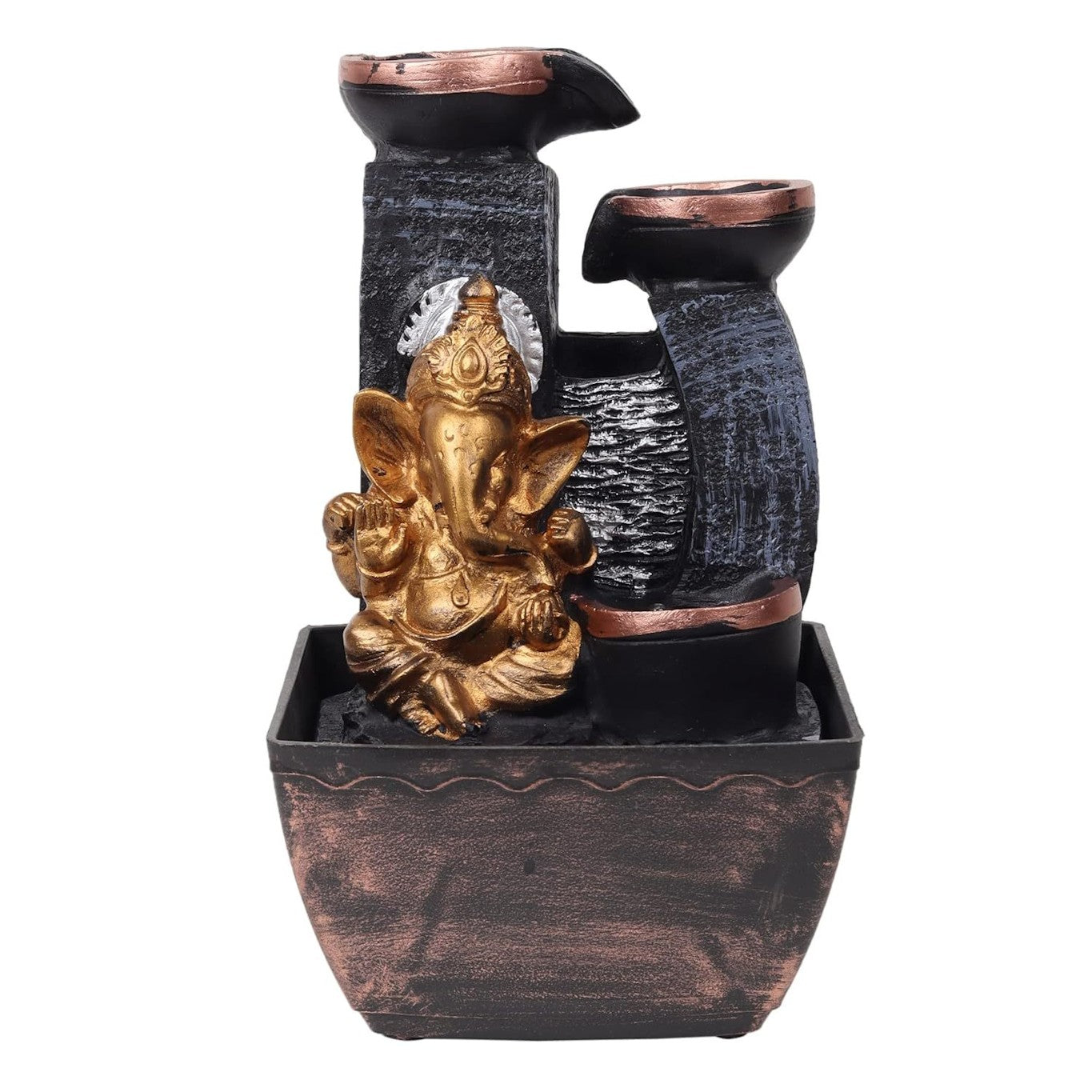 Lord Ganesha Tabletop Polyresin Indoor Water Fountain with LED Light
