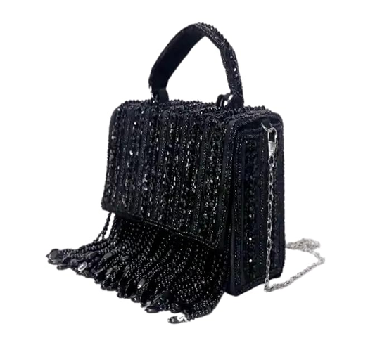 WOMEN CARDBORD CRYSTAL BLACK BAG