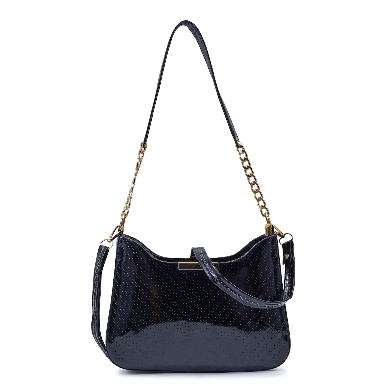 Single Comparment Black Women Sling Bag