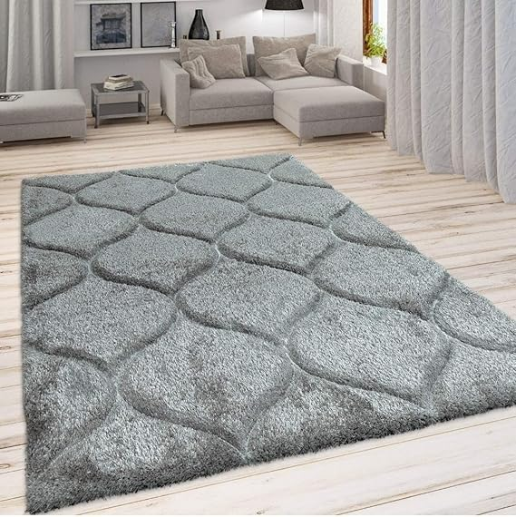 Modern 3D Textured Thick and Soft Shaggy Fur Rug-GREY
