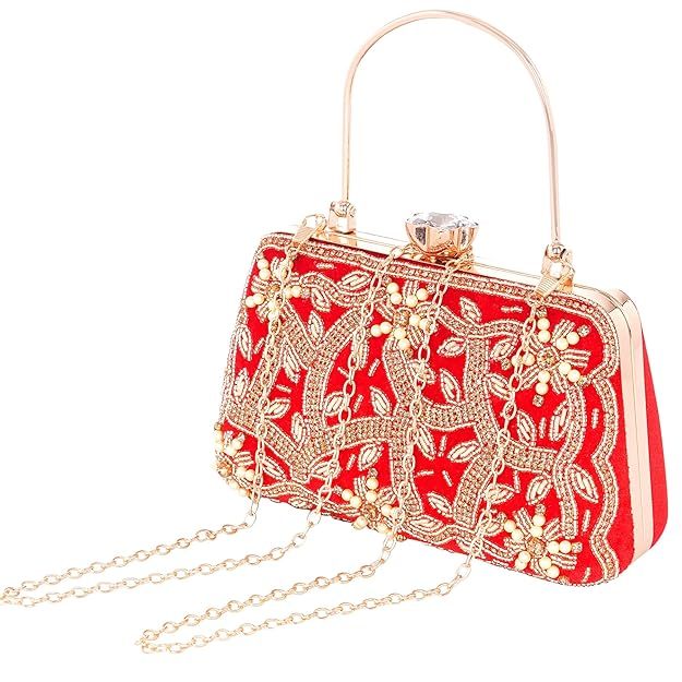 A.E Emboried Wedding Beautiful Red Clutch |Fancy Ladies Purse |