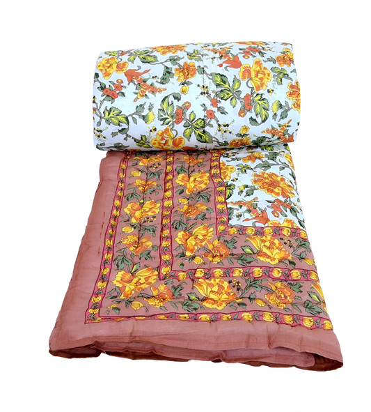 Beautiful Floral Print Soft Cotton Blanket Color 2.5X1.5 M Size