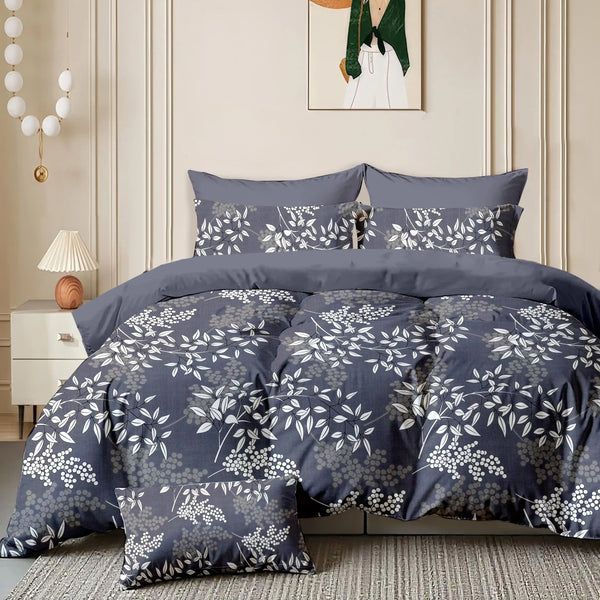 NESTLOOM Heavy Glace Cotton Bedsheet-Indigo