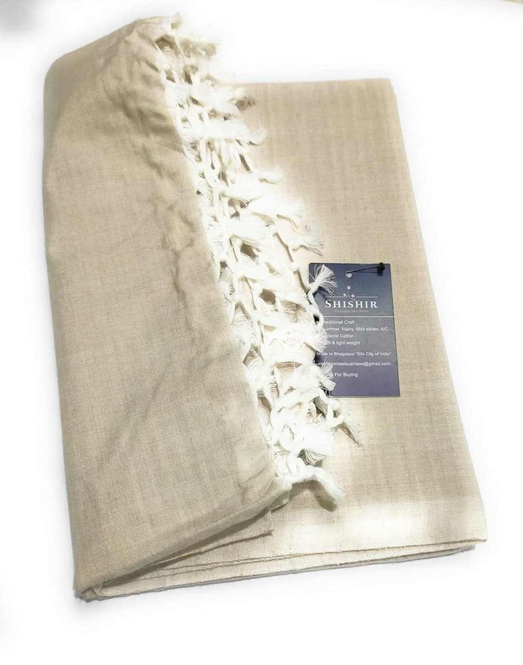 SHISHIR Handloom Bhagalpuri Cotton Chadar-250 TC Beige