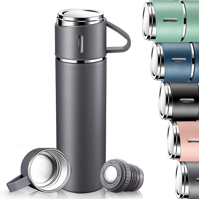 Stainless Steel Vaccum Flask Bottle with 3 Cups Insulated Mug with
