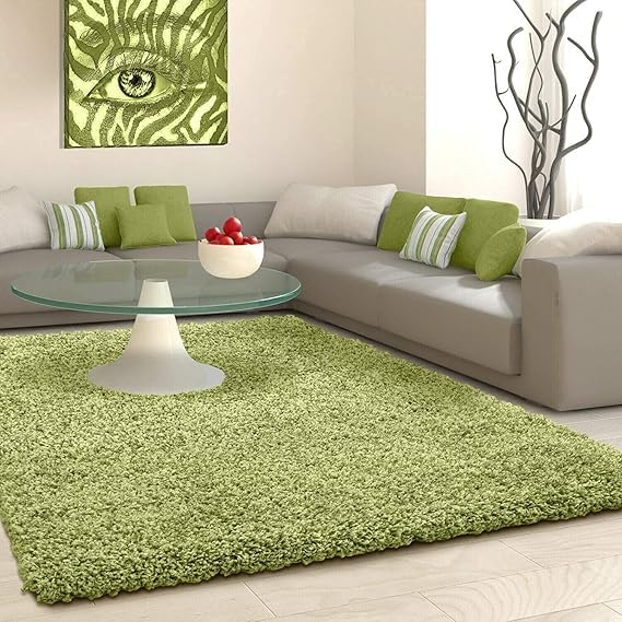 Shaggy Rugs Soft Touch 2 inch Pile Height Carpet for Bedroom-GREEN