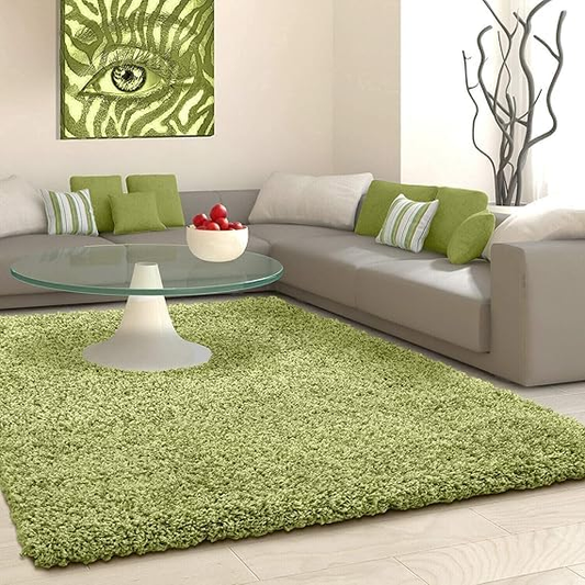 Shaggy Rugs Soft Touch 2 inch Pile Height Carpet for Bedroom-GREEN