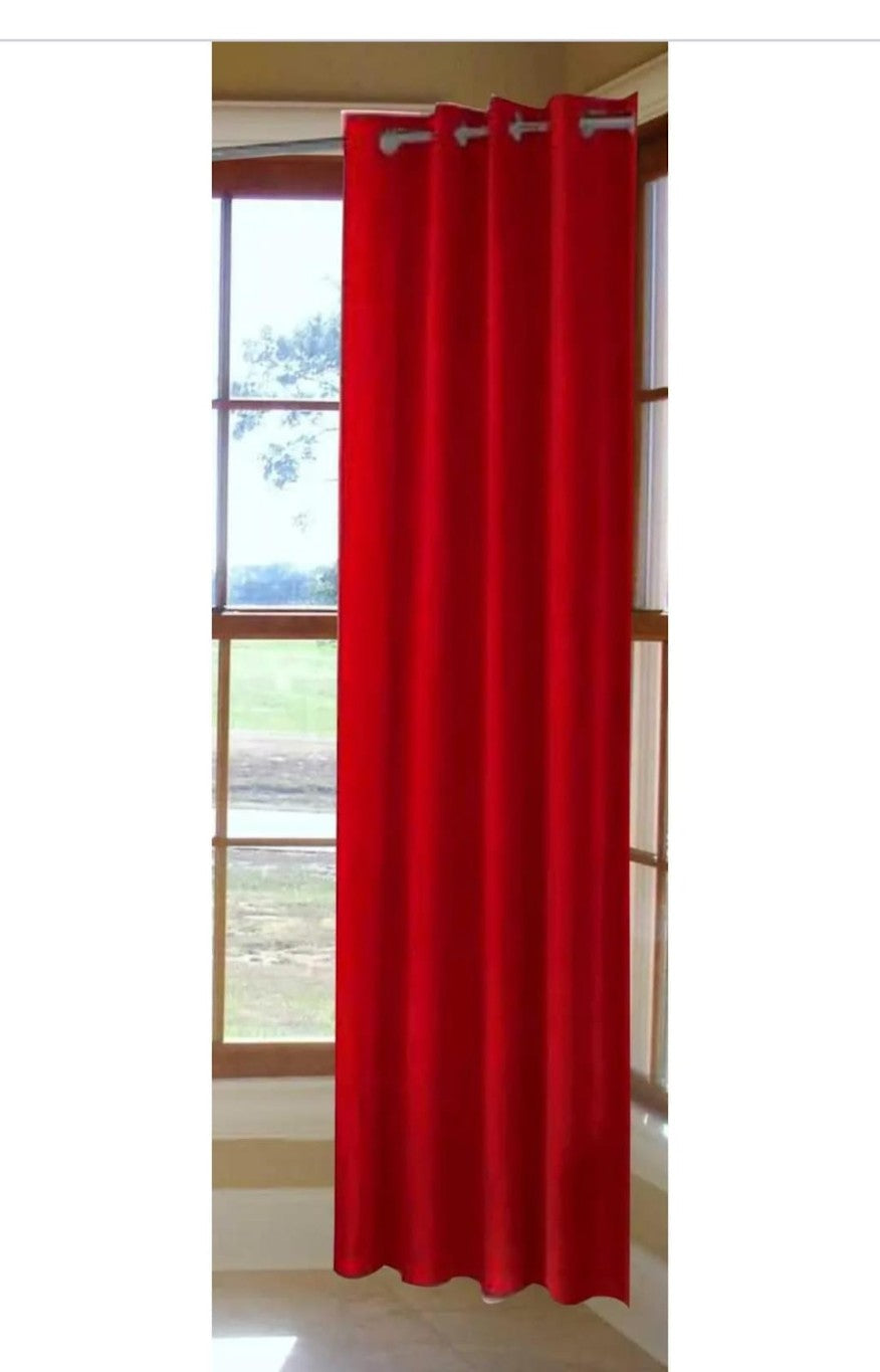 Long Crush Solid Door Curtains Size 9ft. Color RED